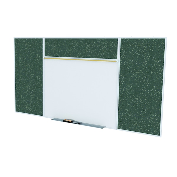 Combo Whiteboard/Bulletin, Mag Por/Rcycld, Styl E, 4 ft H x 10 ft W, Tan Spckd